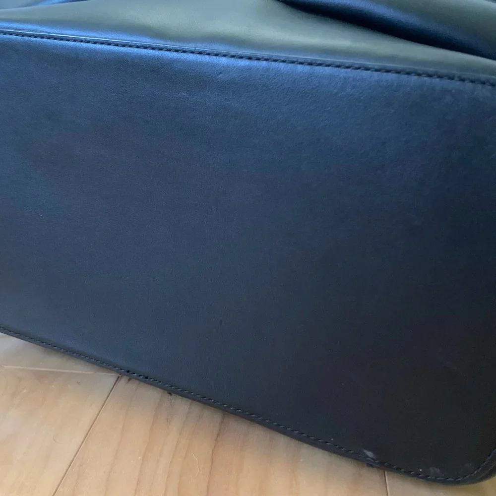 Coach Black Leather Backpack with Front Pockets